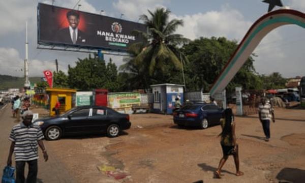 A billboard depicting Bediako.