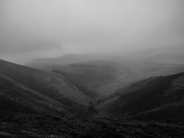 The hills of Rhiwgriafol farm.