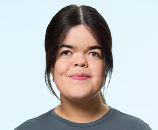 A composite of three images of Meryl Williams wearing a dark grey round-neck top, with dark hair tied back