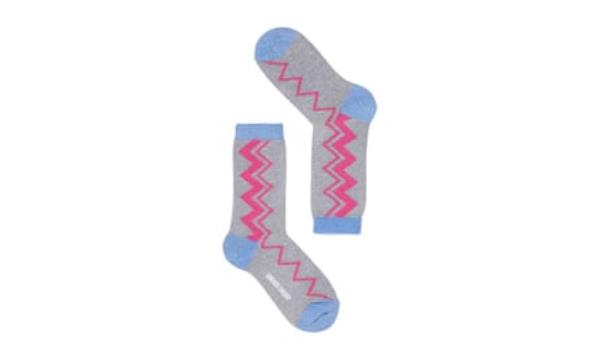 Genevieve Sweeney Sigi Sparkly Zig Zag Socks, Silver